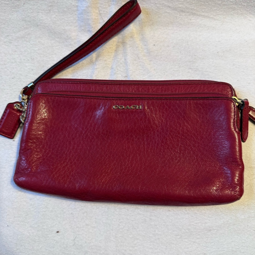 Coach Burgundy Leather Wristlet